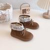 Mädchen Kurzstiefel im koreanischen Stil mit Fleecefutter und Schleife - 2025 Herbst/Winter Prinzessin Baumwollschuhe für Kinder