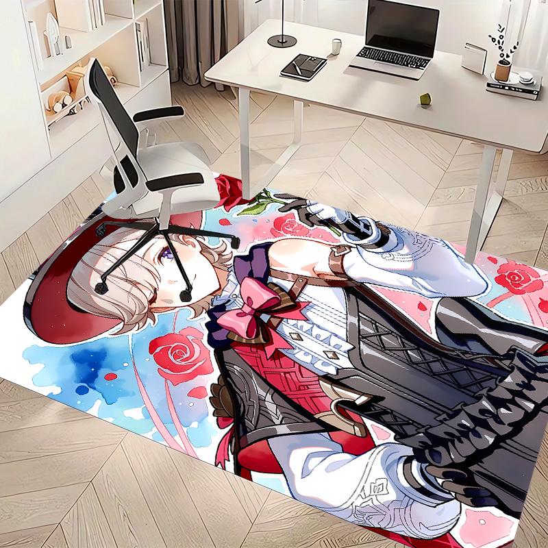 Genshin Impact Lynette Printed Absorbent Washable Carpet, Non-Slip Bathroom Mats, Kitchen Rugs, Yoga Mat,Living Room Entrance, Camping Picnic Rugs