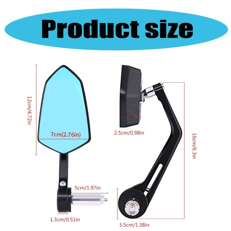 7/8Inch Motorcycle Handlebar End Mirror Inverted Rearview Mirror Universal Replacement 360 Degree Rotating Side Mirror