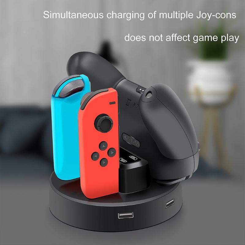 Charging Holder for Switch Joy Con Series & Pro Controller Equipped with Micro USB Cable and Type-C Port