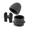 3Pcs/Set Winter Hat Scarf Gloves Set Solid Color Windproof Brimless Hat Neck Warmer Touch Screen Gloves Set