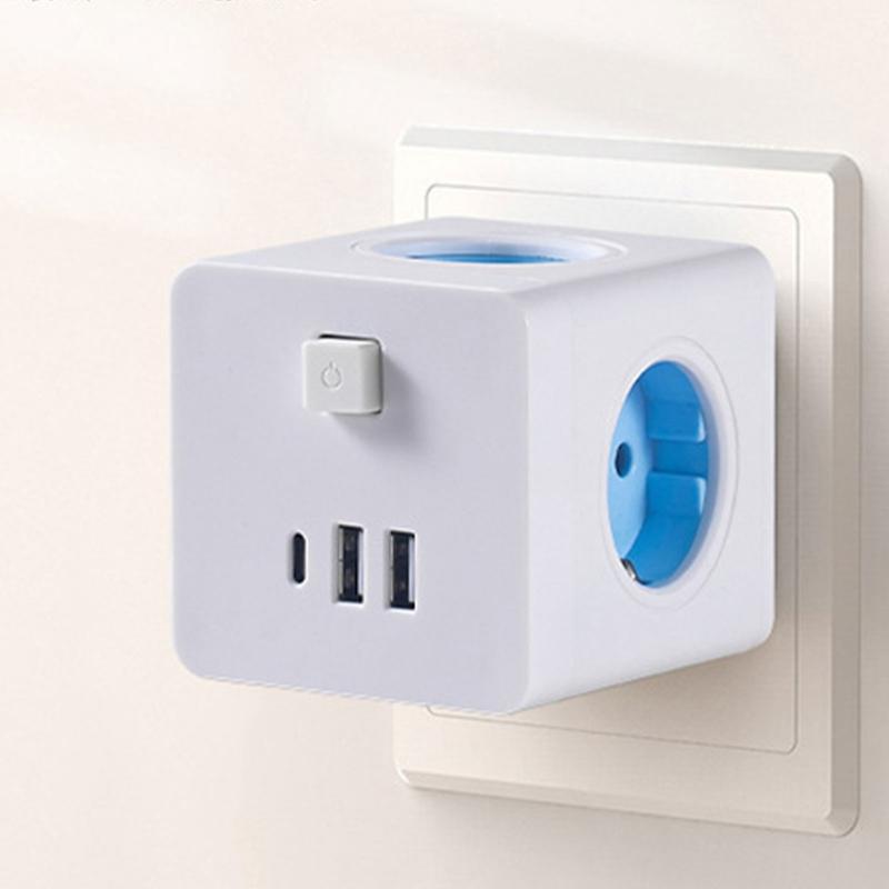 Practical Wall Socket Extenders 6 in 1 EU Plugs Charging with 3 ACOutlets and 3 USB Port for Household Daily Use