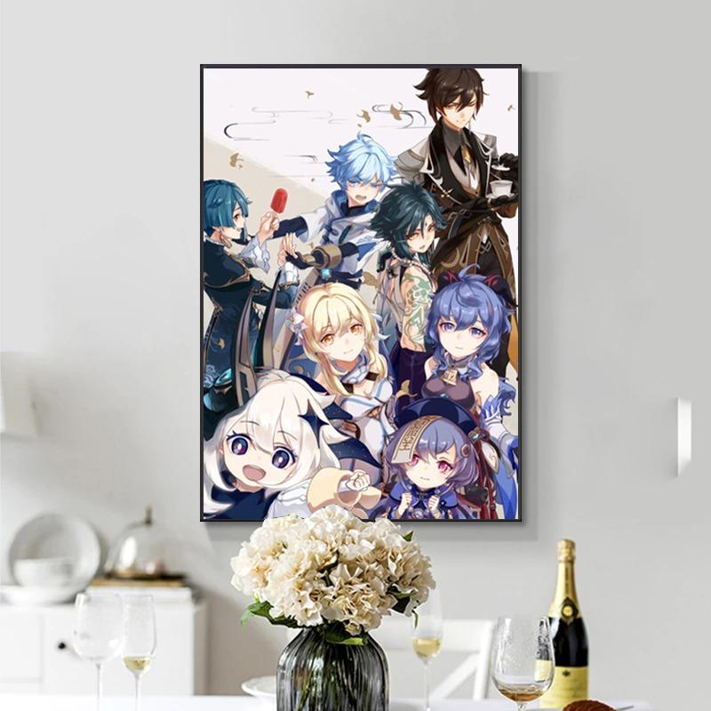 Anime Desen Animat Joc Genshin Impact Pictură pe Pânză Imprimare Artă de Perete Poster cu Personaj Imagine Decorațiuni pentru Casă Cameră Copii Murală