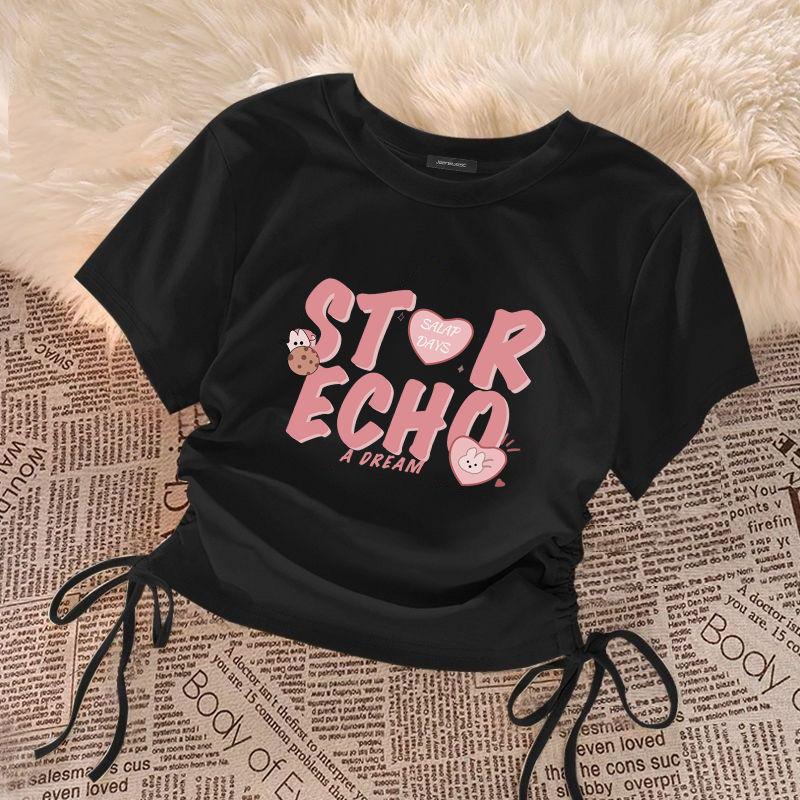 Girls' Solid Color T-shirts Short-sleeve Tops for Kids Summer Children Tees Teenager Blouse Baby Outfits Clothing