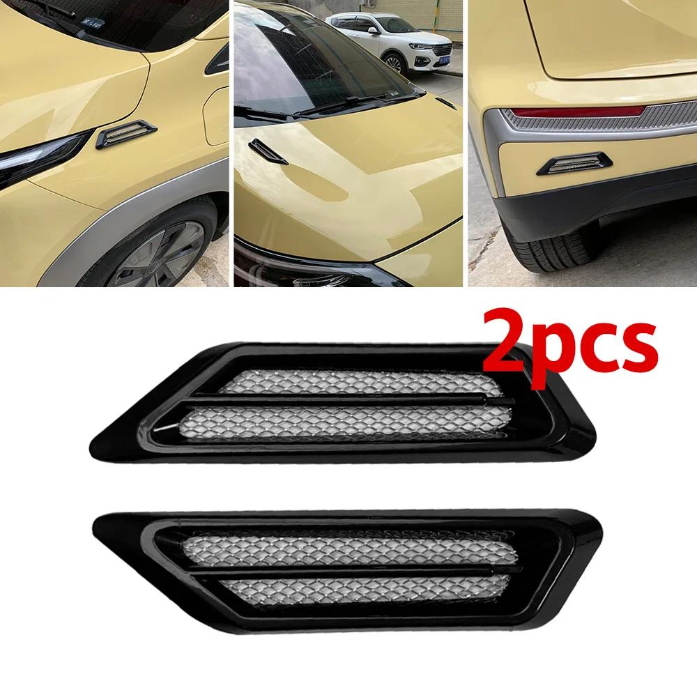 2Pcs Car Air Outlet Decor Strip Air Intake Grille Side Shark Gill-shaped Auto Stickers Waterproof Protection for Car Accessories