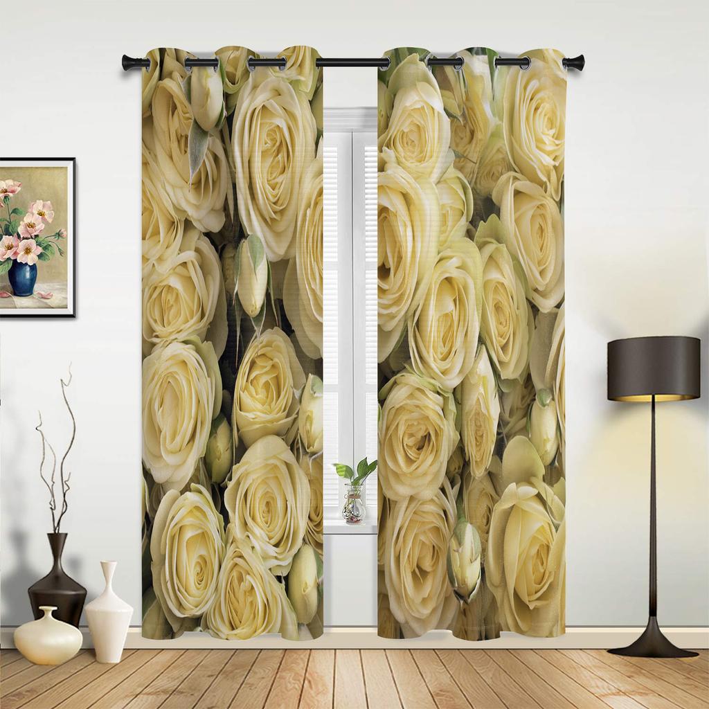 Pink Rose Flower Butterfly Curtains for Bedroom Living Room Drapes Kitchen Children's Room Window Curtain Modern Home Decor