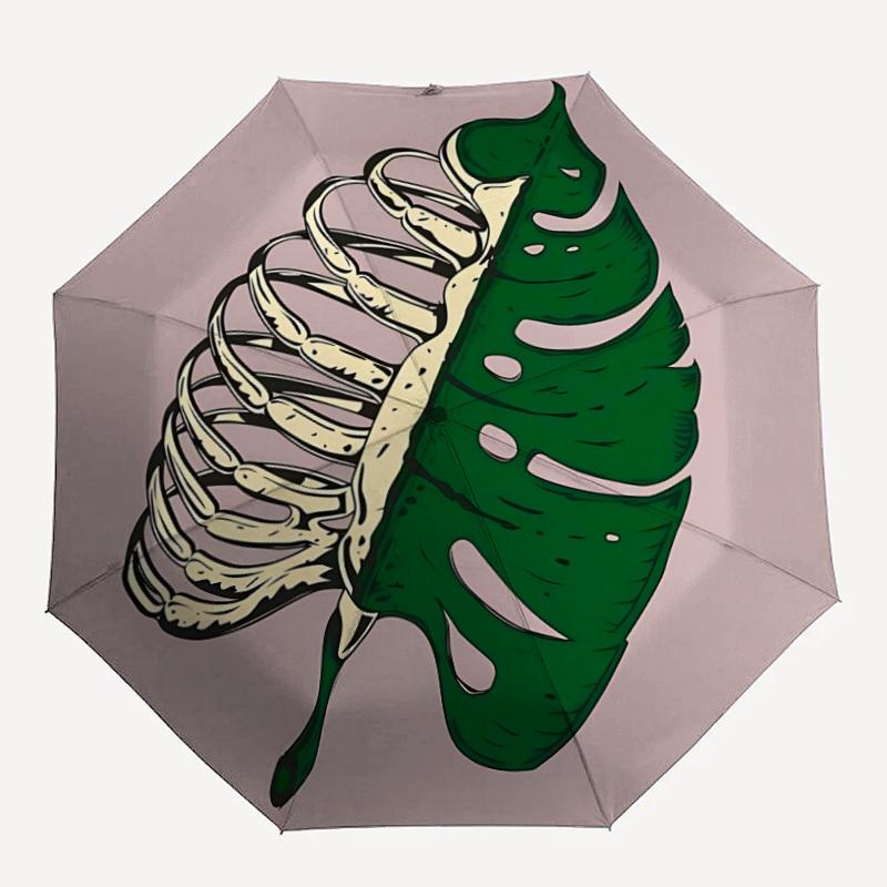 

1pc Ribs Leaf Automatic Open/close Umbrella, 8-Rib sturdy structure, Portable Travel Umbrella, Parties, Everyday Use, Outdoor Accessory, Art