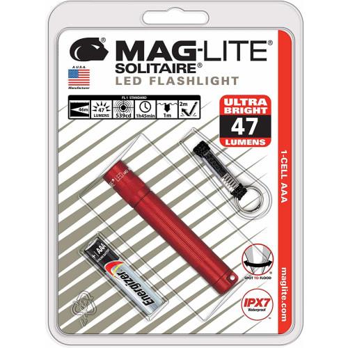 MAGLITE SJ3A036 Solitaire Red LED Flashlight / 1 AAA Battery