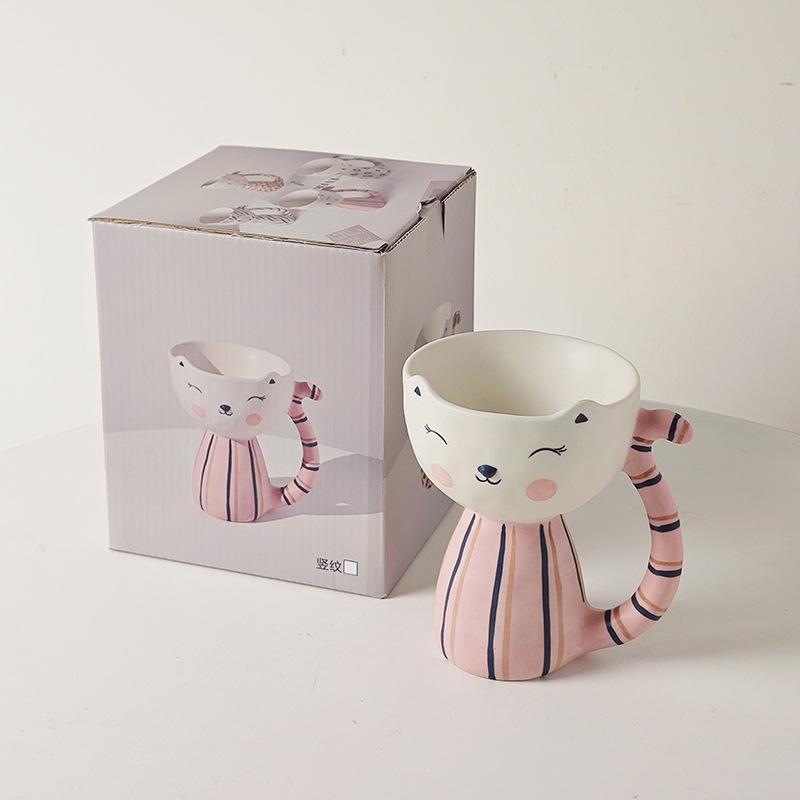 

Cartoon cat ceramic coffee cup, household tableware, breakfast milk juice water cup, mug 250ML 201-300ml