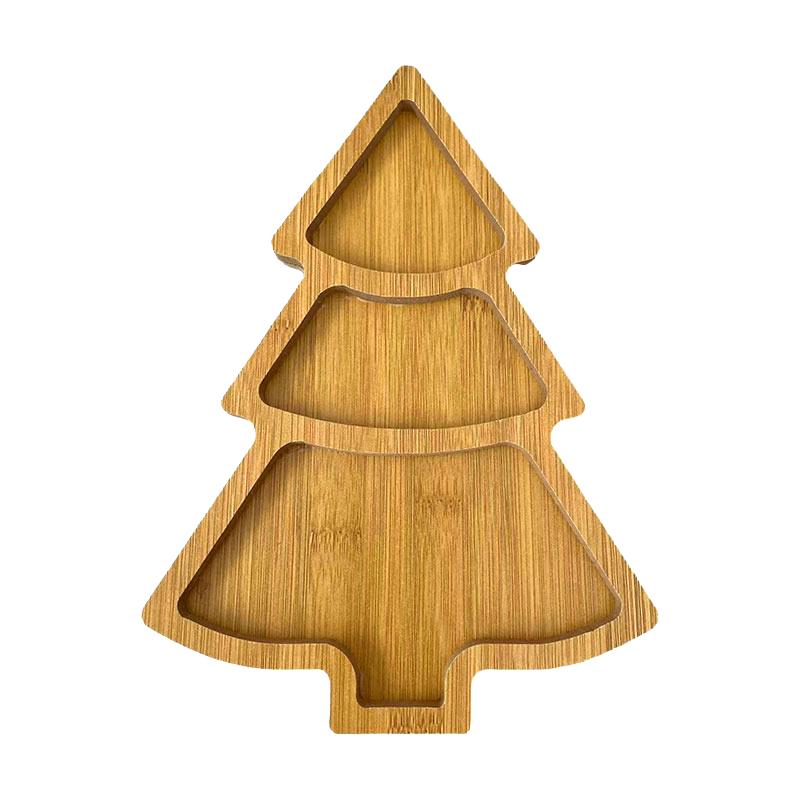 1Pc Christmas Tree Kitchenware Dessert Snack Plate Plate Tray Serving Tray Duoge Serving Dish Wooden