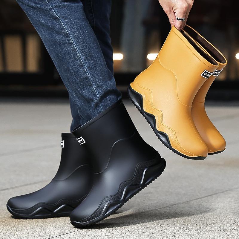 British short and medium rain shoes Chelsea wading boots men's new non-slip rubber boots men's outer wear shoes fishing shoes