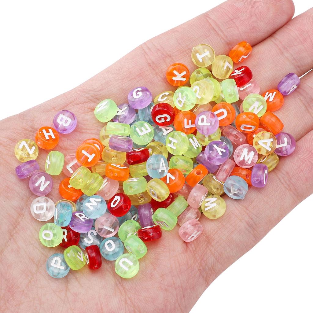 100 ks Akrylové korálky s písmeny Kulaté volné korálky pro DIY náramek Výroba módních šperků