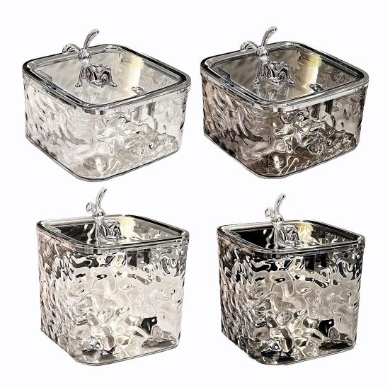 Transparent Storage Box Desktop Organizer with Press Type Lid Dressing Table Storage Case for Keys Trinkets Hairpins Scrunchies