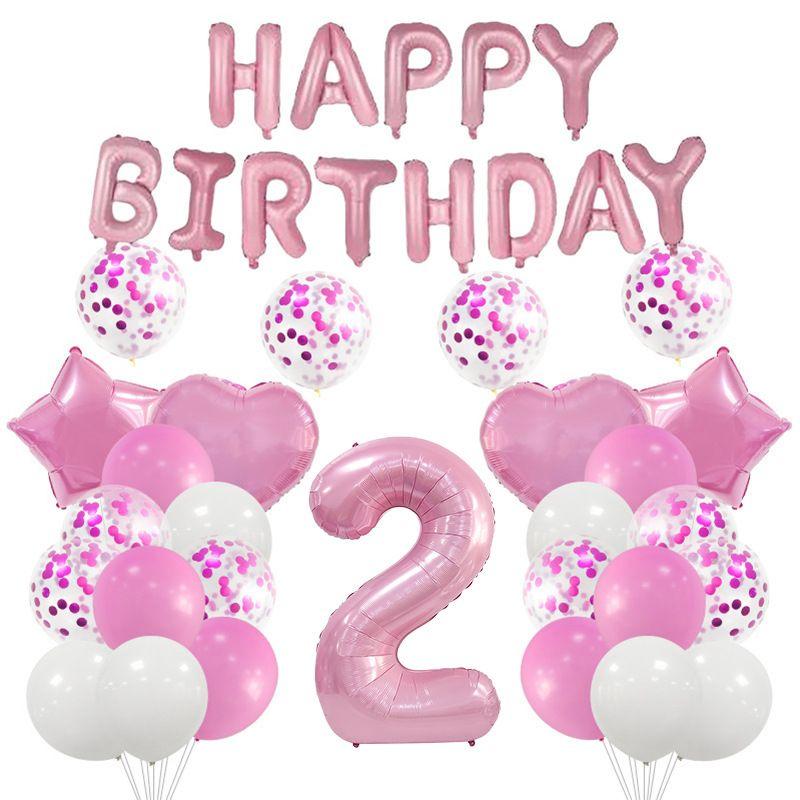 Pink Birthday Theme Pink Aluminum Film Balloon Set with Latex Sequin Balloon Decorations