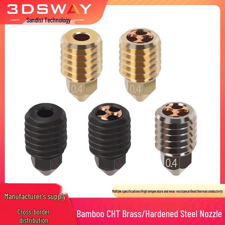 Bambu X1/P1P 3D Printer Brass CHT Clone Three-Hole High-Flow Hardened Steel Nozzle