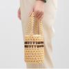 Borsa Secchiello Fatta a Mano con Perline e Striscia a Contrasto Stile Boho Leggera Intreccio di Perline di Legno Borsa a Mano per Pendolarismo Quotidiano Viaggio in Spiaggia