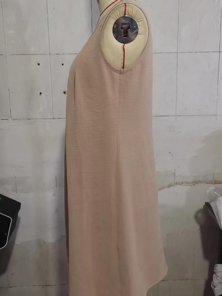 Women's Summer Casual Dress Fashionable Pleated Dress Elegant U-neck Beach Dress