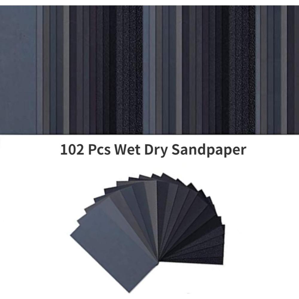 

102 шт. наждачной бумаги для влажной и сухой шлифовки, зернистость от 60 до 3000, ассортимент 3 X 5,5 дюйма, абразивная бумага для шлифовки автомобилей, отделки деревянной мебели 102pcs