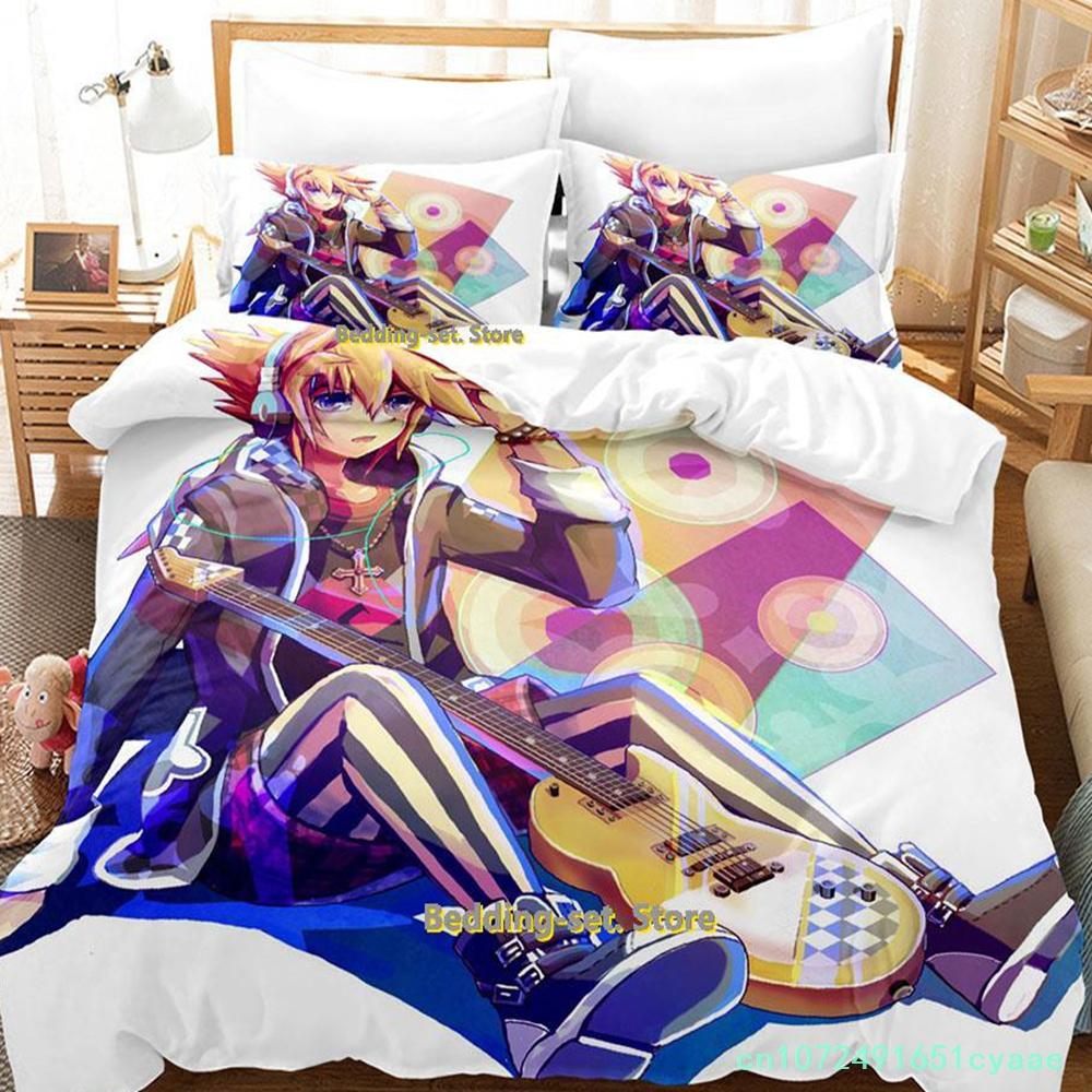 The World Ends With You Sakuraba Neku Bedding Set Cartoon Anime Three-piece Set Adult Kid Bedroom Duvetcover Sets 3D Kawaii Cool