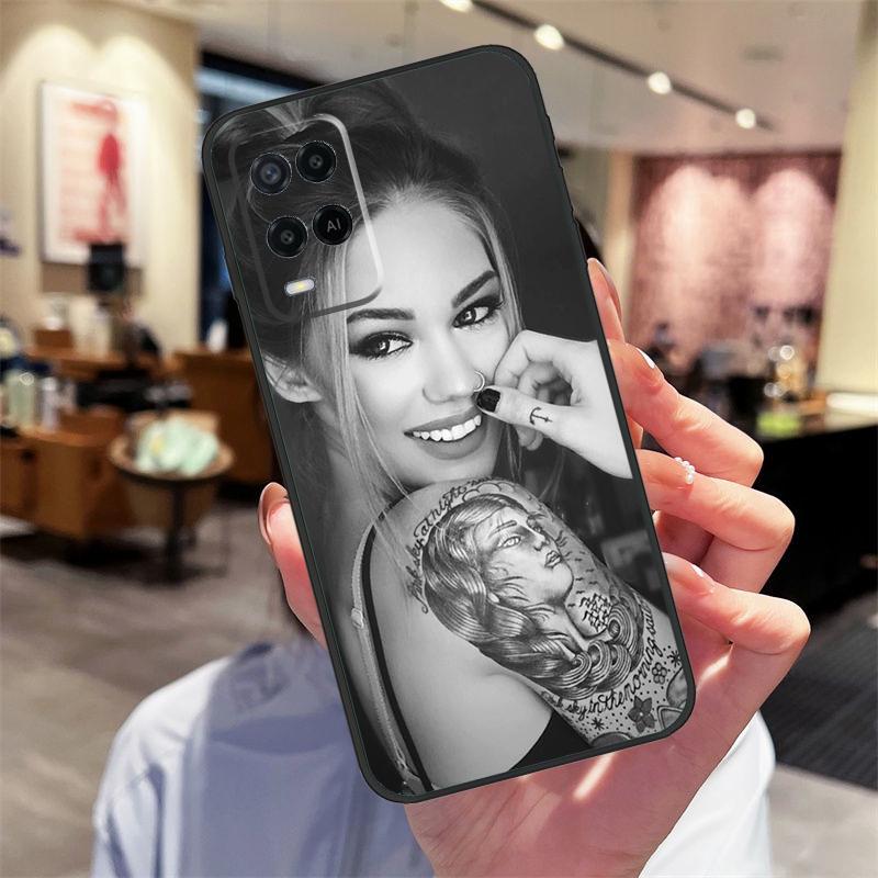 Sexy Sleeve Tattoo Girl Case For Oppo A94 A74 A54 A18 A38 A58 A78 A98 A40 A60 A80 A16 A76 A96 A15 A17 A77 A57S Cover