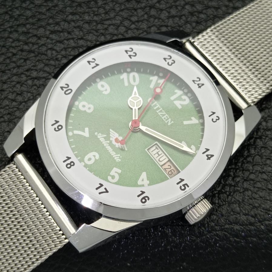 Citizen 8200 AUTOMATIC MENS REFURBISHED JAPAN GREEN DIAL WRIST WATCH A426408-2 RL-a426408