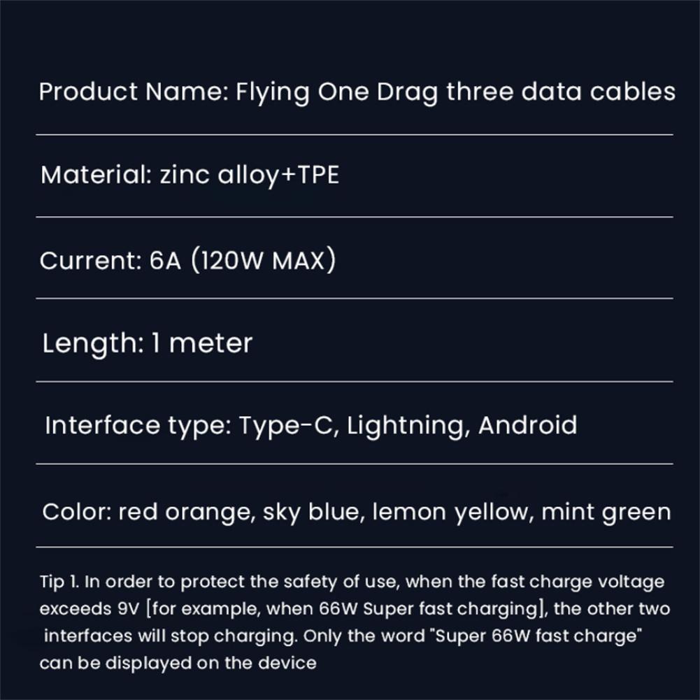 3-in-1 6A 120W Usb Metal Fast Charging Cable 8-pin Charging Cable Compatible For Iphone Micro Usb Type-C