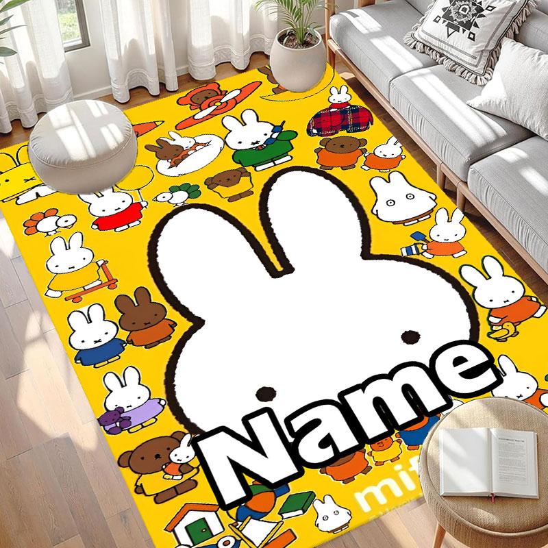 Custom Name Personalized Miffy Print Carpet, Versatile Home Decor Rug, for Playroom, Apartment, Balcony, Entryway, Hallway Gift