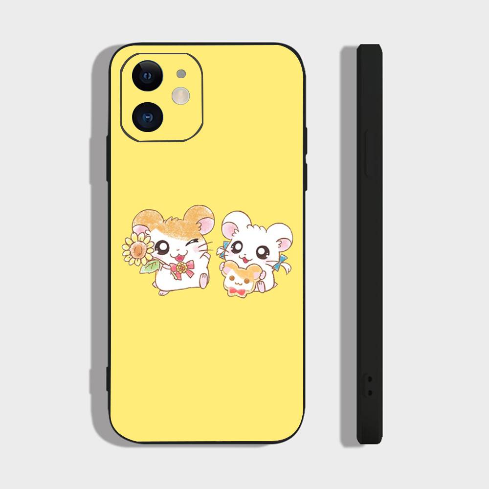 Cartoon Anime H-Hamtaro Phone Case For IPhone 17 Air 16 15 14 13 Pro Max 11 12 Black Silicone Cover