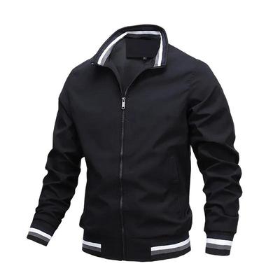 Black Plus-size Men's Zippered Jacket Seasonal High-quality Business Leisure Outdoor Sports Jacket Golf Jacket