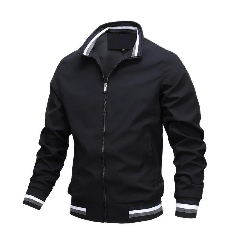 Black Plus-size Men's Zippered Jacket Seasonal High-quality Business Leisure Outdoor Sports Jacket Golf Jacket