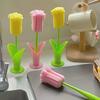 1pc Tulip Cup Brush with Detachable Sponge Head - Long Handle Bottle & Glass Cleaner, Durable Plastic, Ideal for Kitchen Use