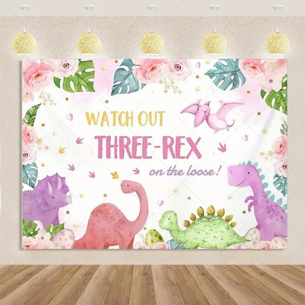Cartoon Dinosaurier Kindergeburtstagsparty Dekoration Dschungeltier Hintergrundbanner Jurassic World Waldkulisse Für Babyparty