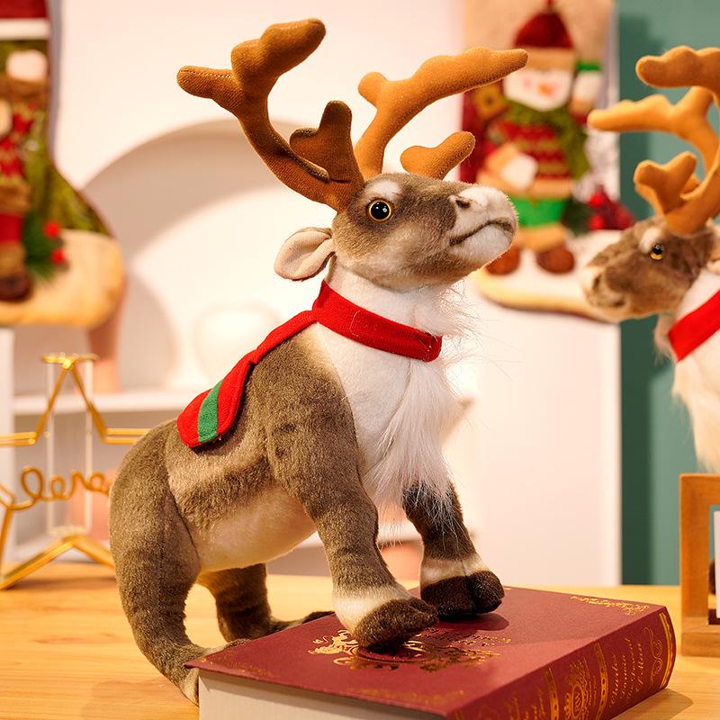 Standing Reindeer Plush Toy - Elk Figure Ornament for Christmas Decorations