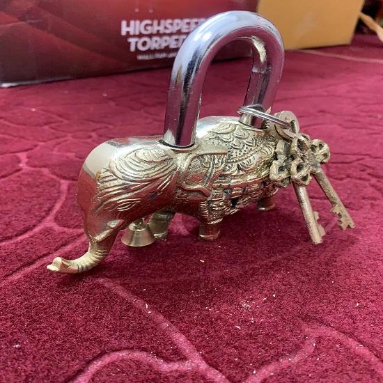 Elephant Padlock Solid Color Brass Padlock with Two Keys