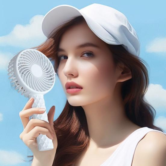 Portable Desk Fan with Base 3 Speed Adjustable Summer Handheld Cooling Fan USB Rechargeable Quiet Travel Office Outdoor Personal Fan