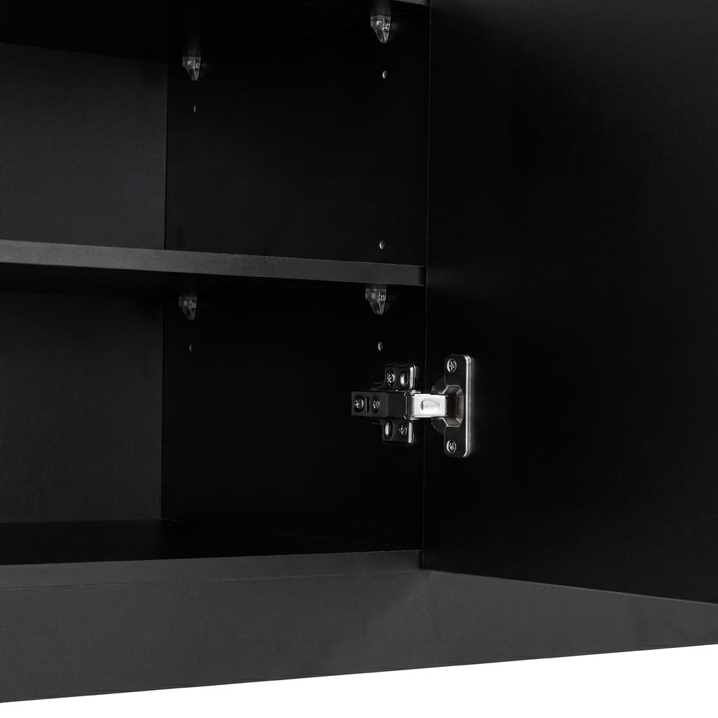 Kompakter Flurschrank mit Spiegel und Bank, Flurschrank mit Schuhschrank und Haken, Flurmöbel-Set, LED-Streifen mit einstellbarer Farbe