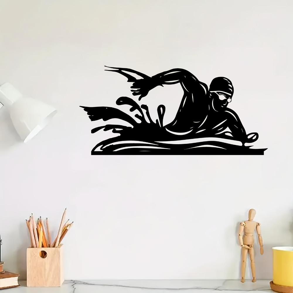 Swimming Metal Wall Art, Dynamic Iron Mural Weather Resistant for Home Gym Pool Fence Decor, Sports Gift for Fans Farmhouse Hanging Ornament