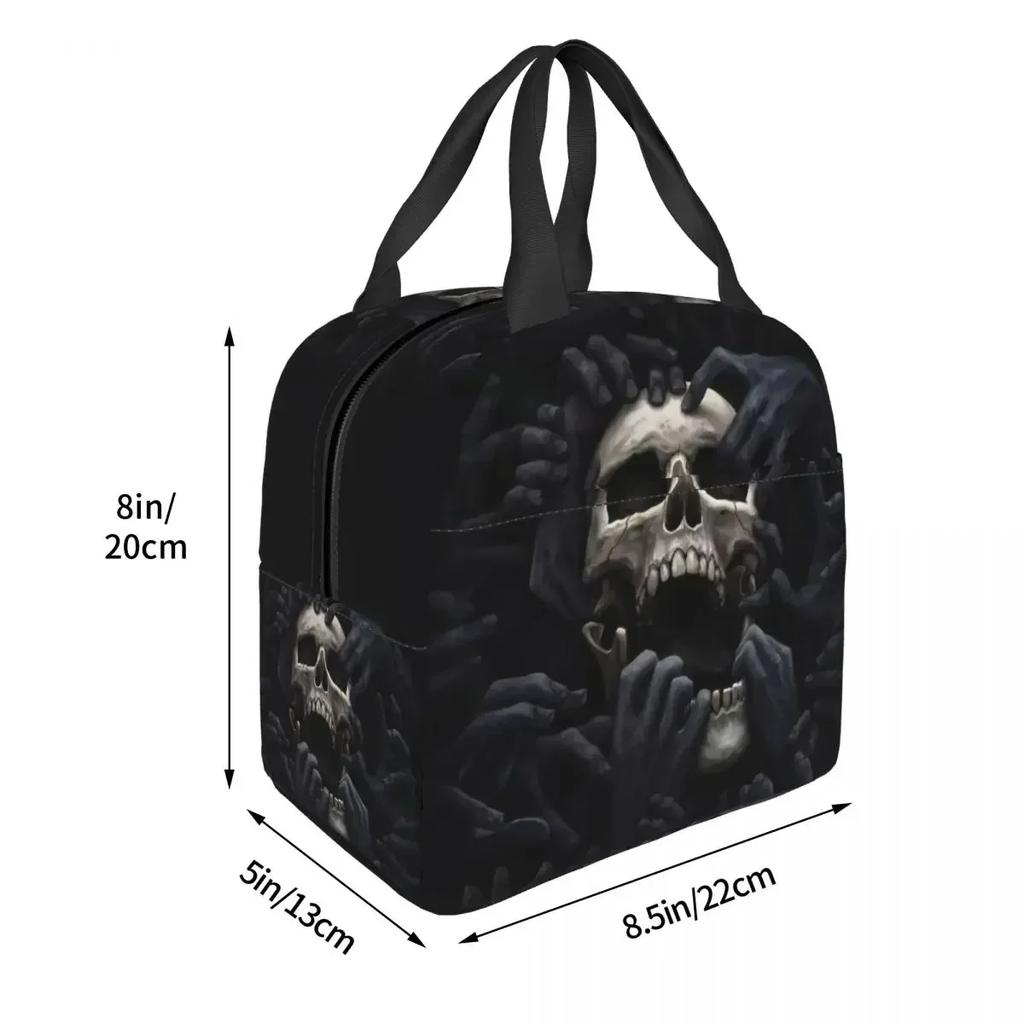 Evil Hands Skull Lunch Bag Leakproof Halloween Gothic Skeleton Thermal Cooler Insulated Lunch Box For Women Kids Food Tote Bags