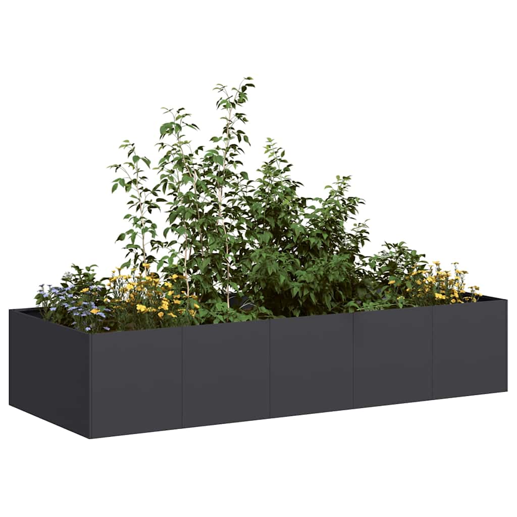 Schwarzer Blumentopf 200x80x40 cm Stahl