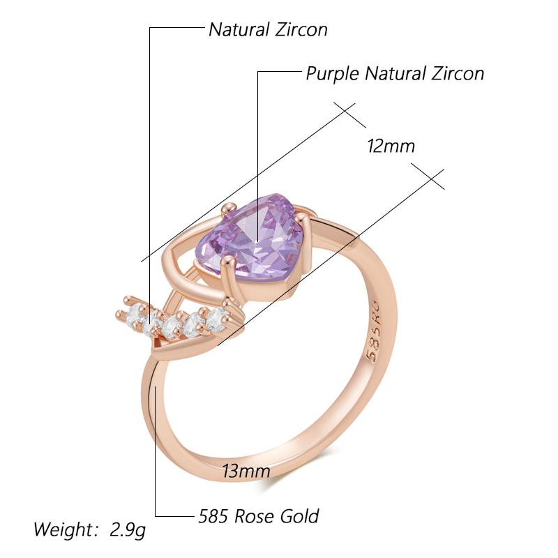 Sparkling Purple Natural Zircon Ring For Women Fashion  Rose Gold Color Party Accessories Daily Vintage Jewelry