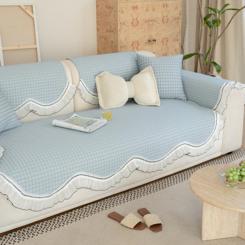 Cool Ice Silk Special-Shaped Sofa Cushion  New Fixed Non-Slip Summer Mat Seat Cushion Irregular Sofa Cover