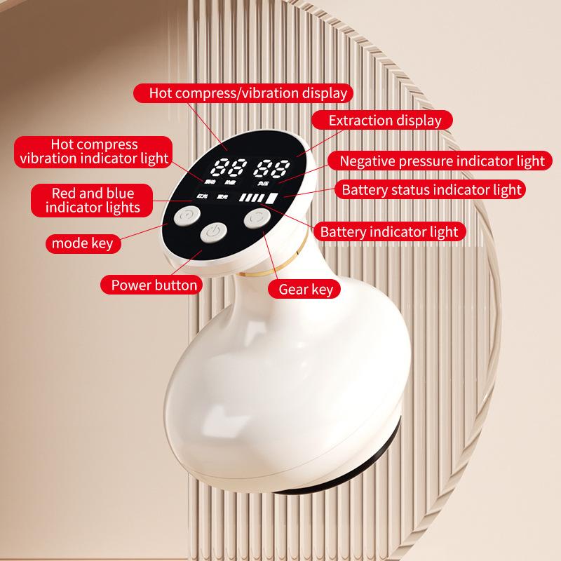 Electric EMS Body Massager Cupping Massage with LCD Display Guasha Hot Compress Scraping Lymphatic Drainage Machine Fat Burner