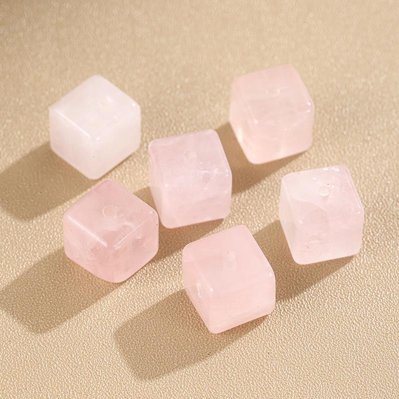 Golden Brown & Soft Pink Translucent Sugar Cube Bead Bracelet Accessories - DIY, Many Colors Available