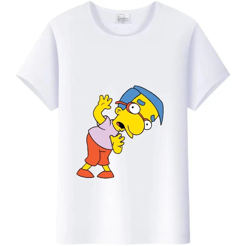 Casual Disney Cartoon Simpson Harajuku T-shirt Summer Blouses Ladies Men White Tees Tops Short Sleeve Blouses Women 90S Tshirt