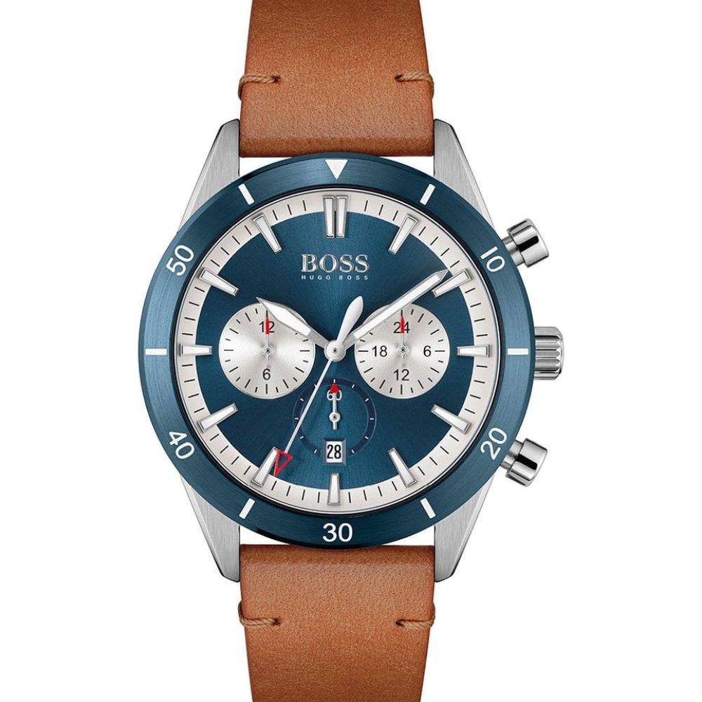 HUGO BOSS Montre Chronographe Homme  1513860 Santiago 44mm marron
