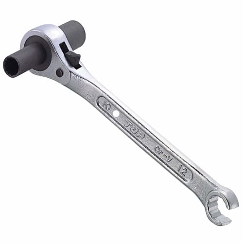 TOP Industrial (TOP) Lifting Band Wrench, 10x13mm Ratchet, 12mm Flare Nut Wrench, Open-Ended Tip, for Plumbing and Plumbing, PHW-1013-3, Made in Tsuba