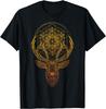 Deer Sacred Geometry Flower Of Life Spiritual Art Metatron Tshirt Customizable Short Sleeve Tee Camiseta Hombre