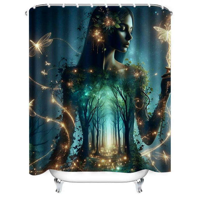 Enchanted Fairy Forest Shower Curtain - Waterproof, Mildew-Resistant, Machine Washable for Magical Bathroom Decor
