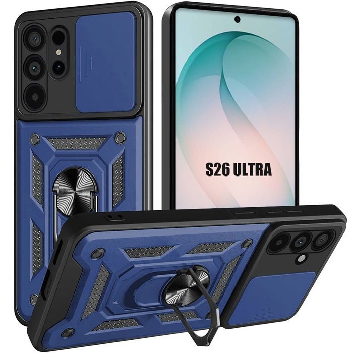 Coque pour Samsung Galaxy S26 Ultra, Antichoc Renforcée avec Cache Caméra Anti-Rayure - Bleu Marine