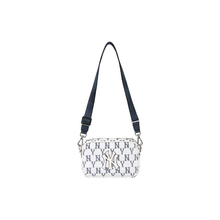 New MLB Monogram Collection Nylon Fabric Camera Bag, Fanny Pack, Crossbody Bag, Shoulder Bag Unisex Blue White 32BGDR111-50N